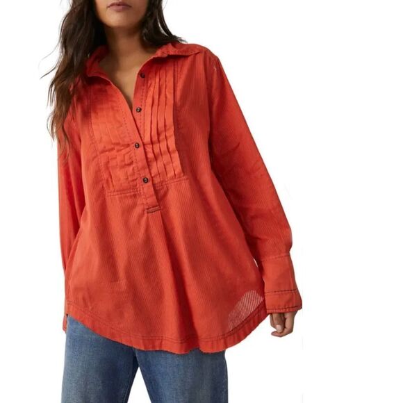 We The Free Tuxedo Shirt Tiger Red NWT - Picture 12 of 12